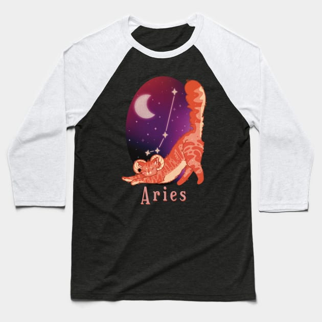 Cat Zodiac Sign Baseball T-Shirt by Feline Emporium